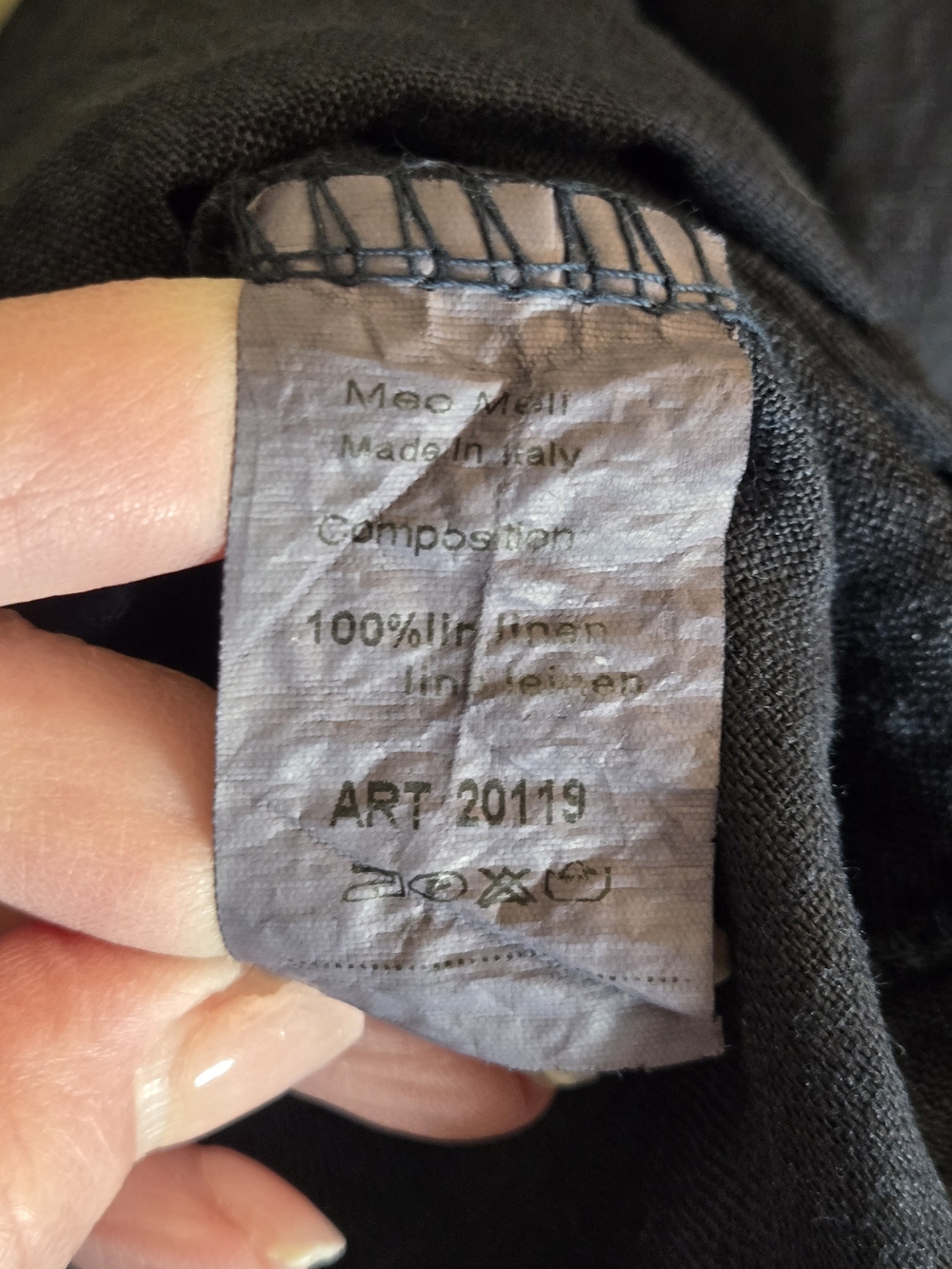 Black Button-Front Linen Midi Dress Made in Italy Coastal 100% Linen - Picture 6 of 6